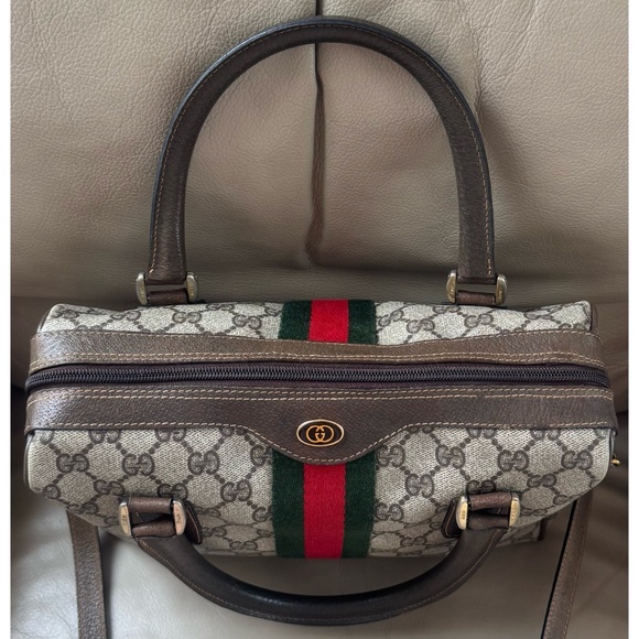 Authenticated Vintage Gucci Ophidia Web Monogram Canvas Leather Shoulder Bag - Picture 7 of 16